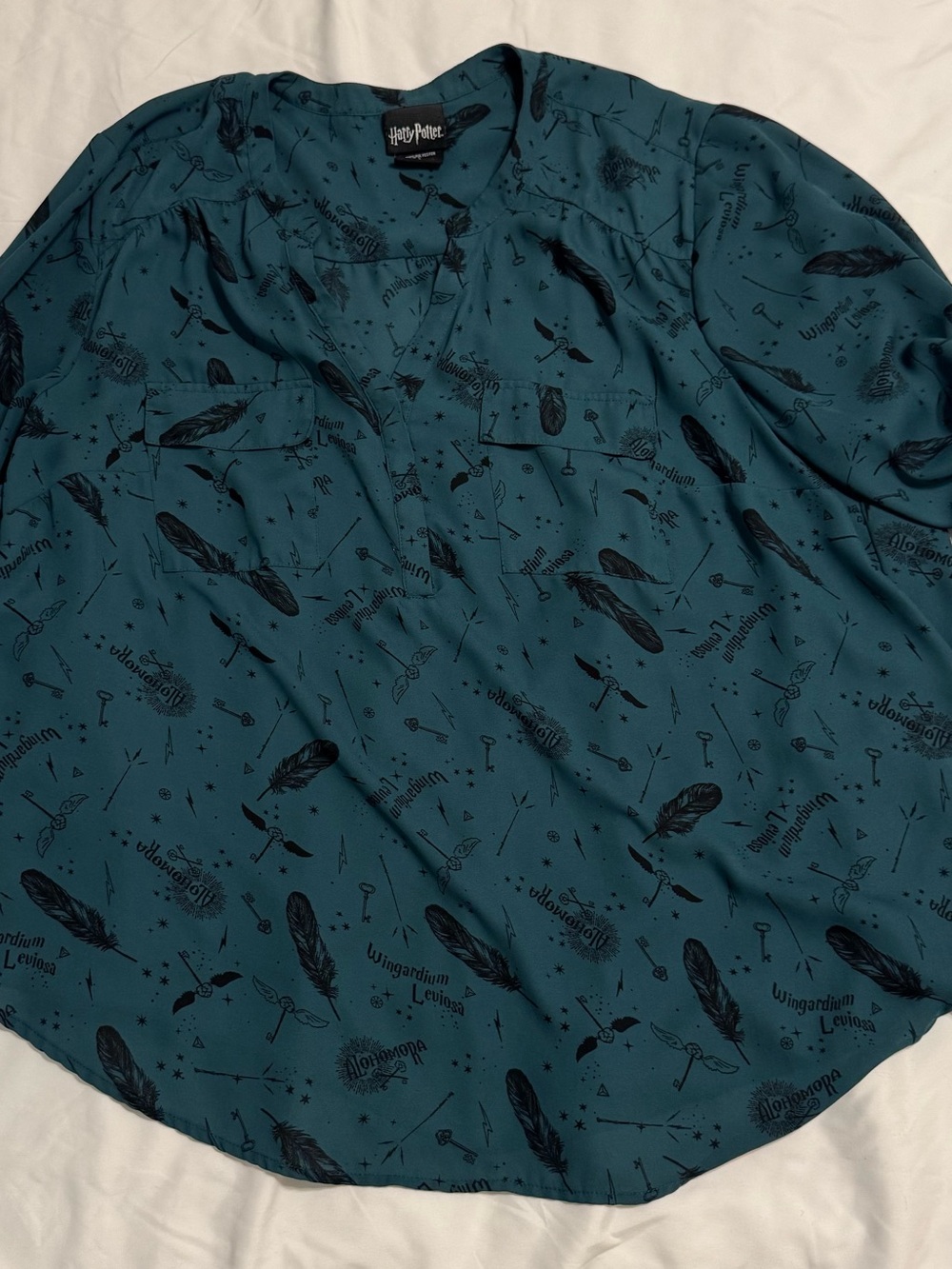 torrid Teal Graphic Top with Black Print